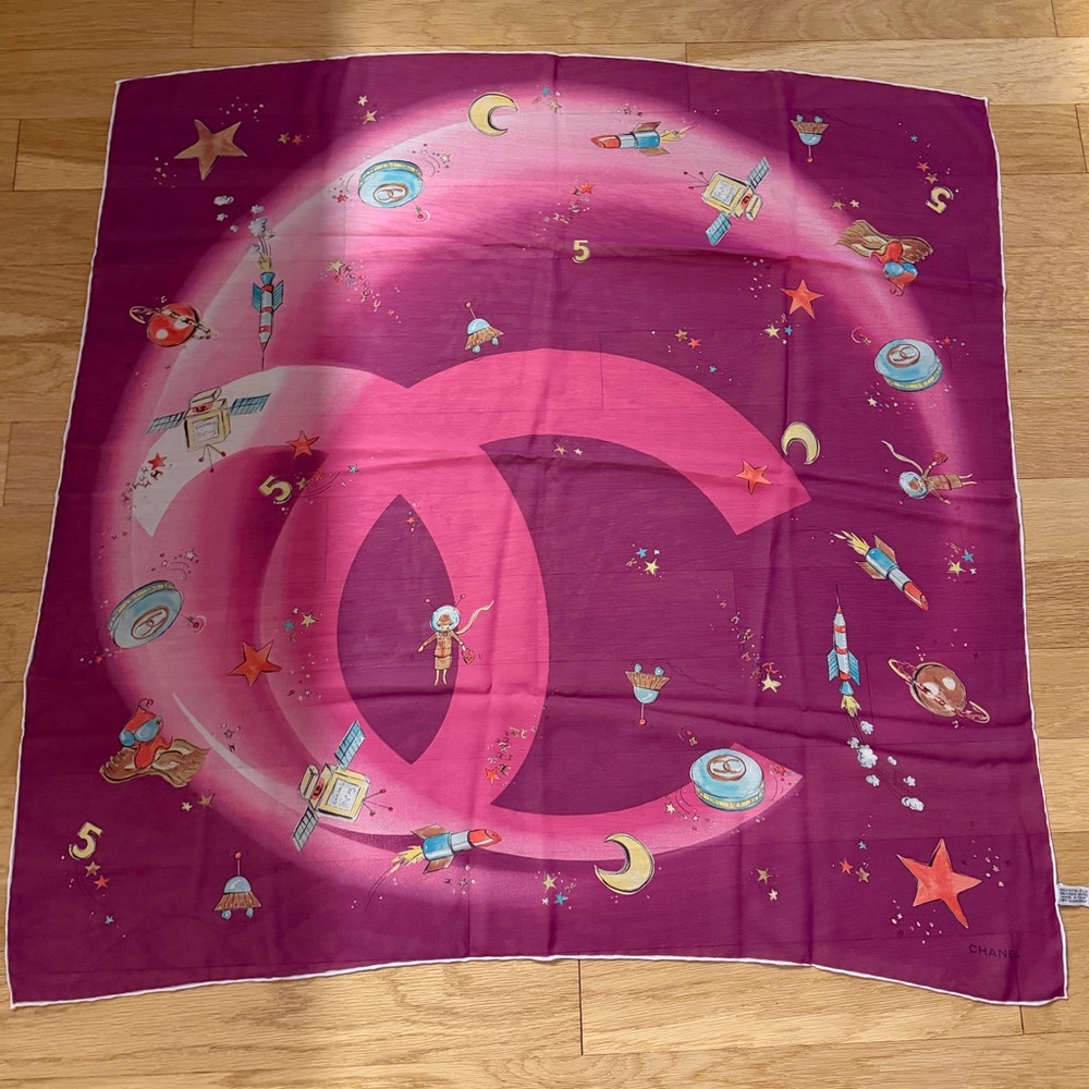 Chanel Purple Silk Scarf